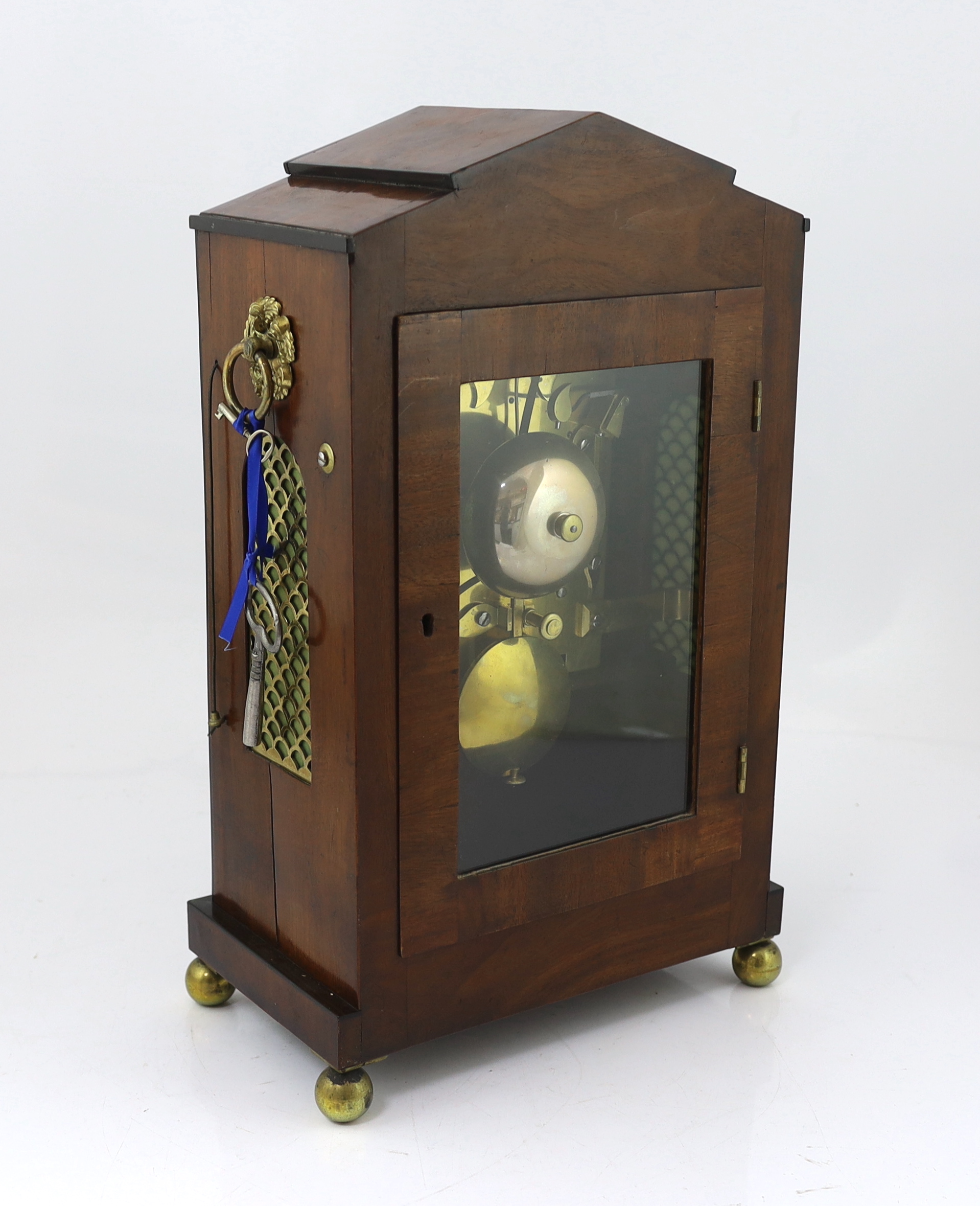Bothamley of Boston, a Regency brass inset mahogany hour repeating bracket clock 30cm wide, 17cm deep, 47cm high
